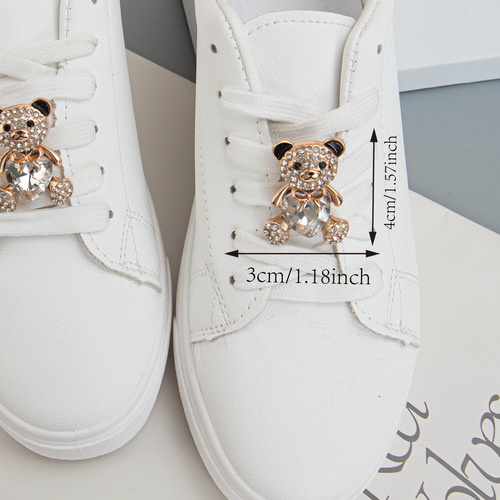 1-piece zinc alloy handmade diamond-inlaid heart-shaped little bear DIY accessory shoe laces accessories casual shoes/Martin boots lace buckle