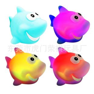 Children's Sensor Luminous Color Changing Bath Toy Set Vinyl Shark Marine Animal Floating Doll Wholesale