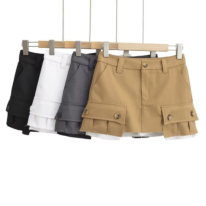 Fashionable Patchwork Pocket Skirt 2