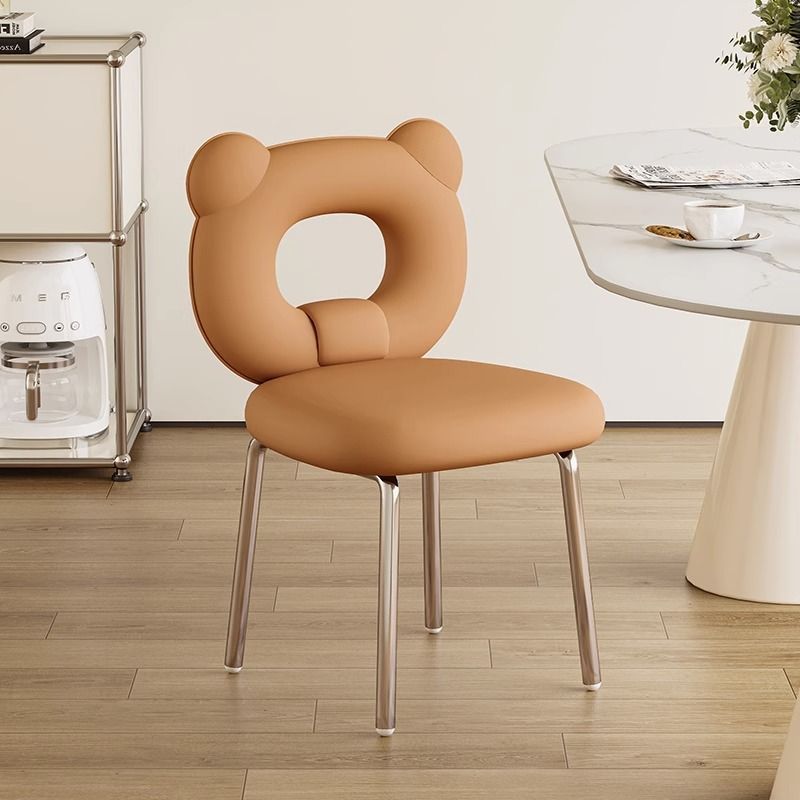 Light Luxury and High-End French Restaurant Dining Table and Chairs, Home Dining Chair with Backrest, Modern Simple Bear Makeup Chair