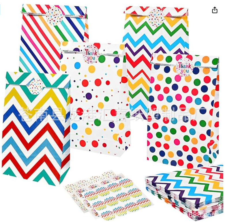En stock Wavelet colorido al por mayor bolsa de caramelo decoración del partido bolsa de regalo de mano DIY embalaje para hornear bolsa de papel Kraft