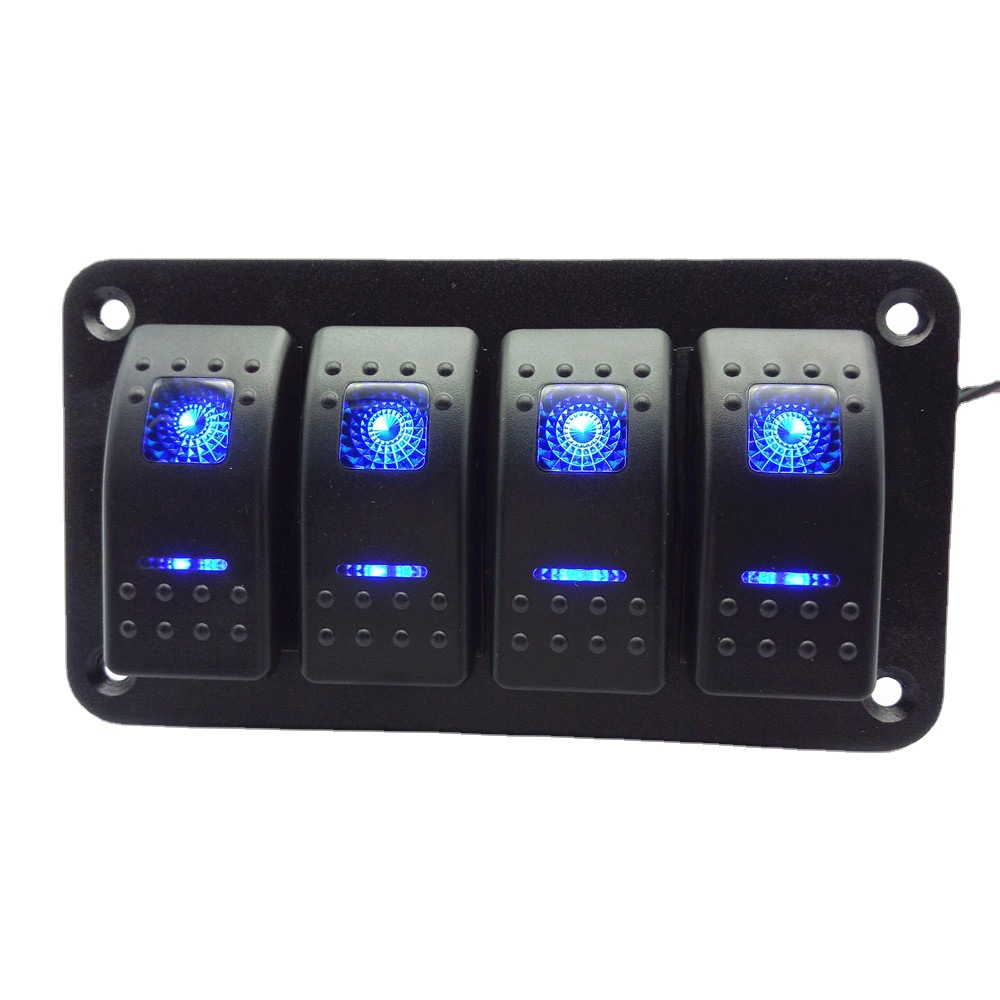 海外购/亚马孙12-24V汽车游艇控制4位合金组合面板 红蓝绿选