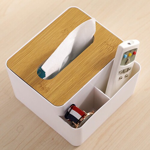 Plastic tissue box printing and customized logo tissue box gift advertising tissue storage box wooden lid napkin box
