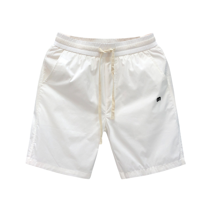 Vêtements d'extérieur blancs brodés simples, pantalons de plage fins pour hommes, amples, grands shorts décontractés pour la maison_voghion.com