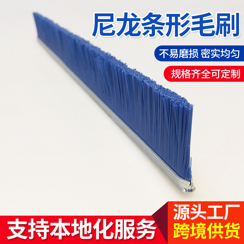 加工尼龙条形长毛刷 PP蓝色除尘屏蔽门毛刷 工业门搅拌车长条毛刷