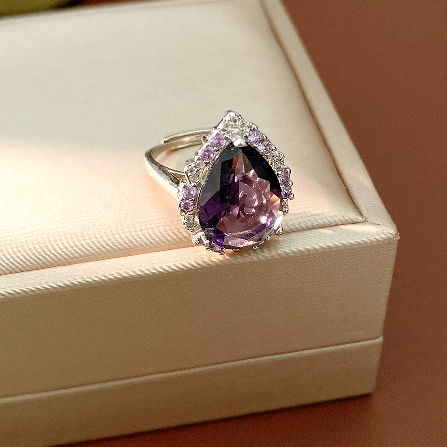 Agujas de plata zircon gotas de agua aretes de anillo de corte estilo delicado aretes ligero lujoso conjunto de joyas de alta calidad