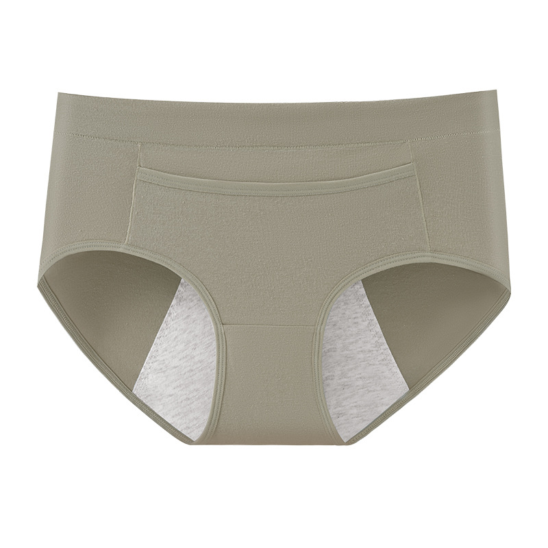 Ropa interior fisiológica de cintura media, entrepierna de algodón puro para mujer, período menstrual, tres capas de bolsillos para el abdomen cálidos, a prueba de fugas, tía, algodón largo