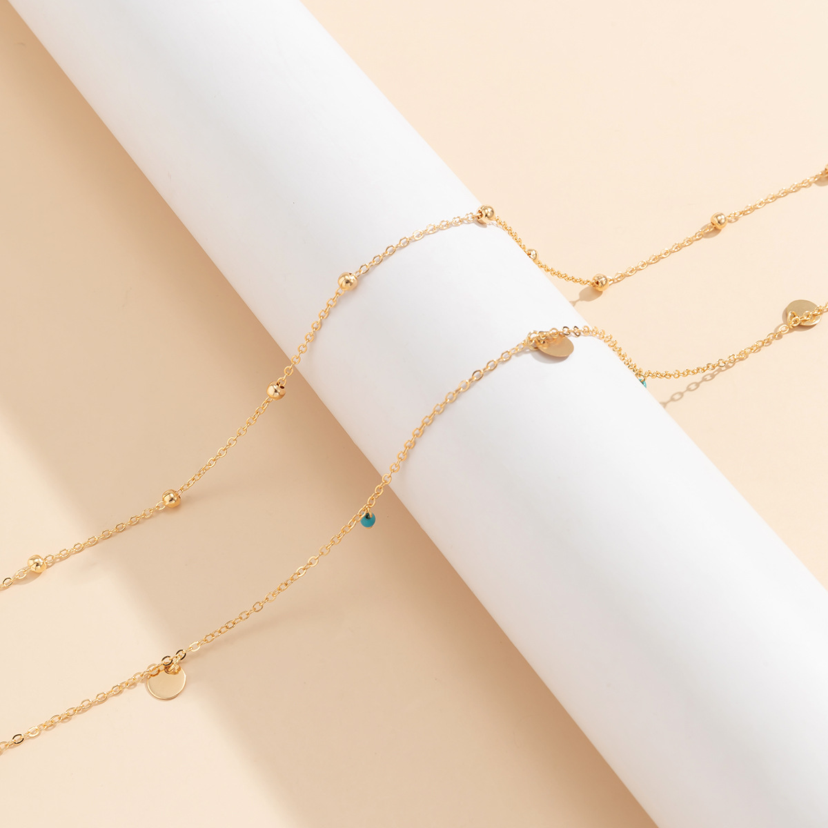 Beaded Design Simple Style Round Metal Beaded Waist Chain
