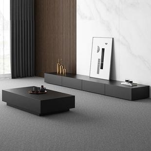 Italian Style Light Luxury Minimalist Rock Board TV Cabinet Black Modern Simple Small Apartment Living Room Coffee Table TV Cabinet Combination