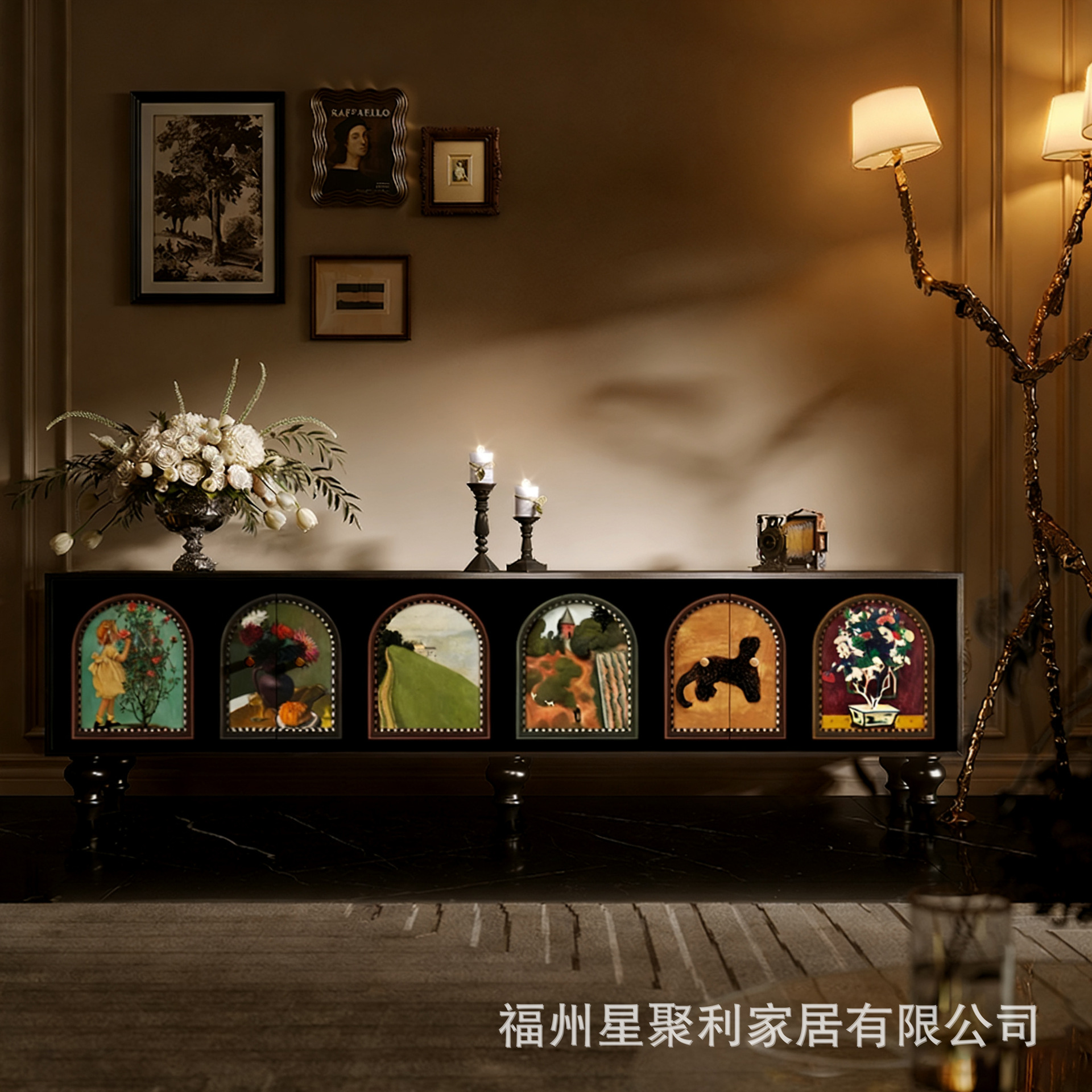 French-Style Vintage Solid Wood Tv Cabinet with Good Quality Images for Living Room Against the Wall, Floor-Standing, Luxurious Bedroom Storage Integrated Bedside Cabinet