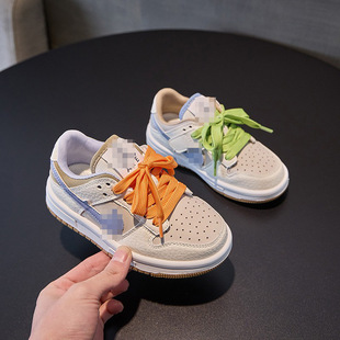 Children's board shoes 2025 spring new boys and girls color shoelace casual shoes students mandarin duck sneaker