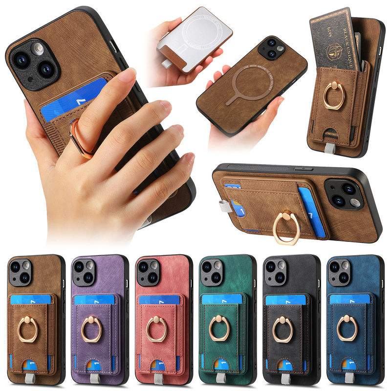 Suitable for Apple 17Pro Magnetic Separation Card Holder Mobile Phone Case Card Holder Ring Buckle Iphone17 Protective Case