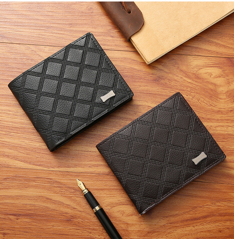 Men's Lingge Pu Leather Open Wallets display picture 3