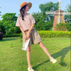 女童套裝夏裝2024新款時髦兒童洋氣運動夏季潮大童短袖短褲兩件套