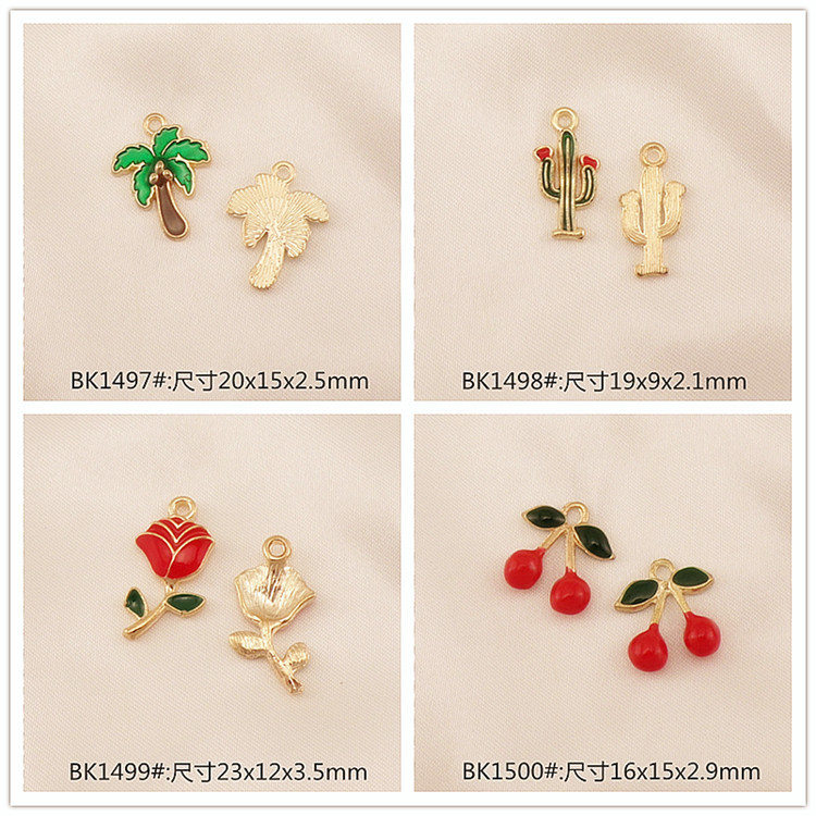 15 * 20mm Jewelry Making Size 10 PCS/Package 15 * 20mm Alloy Cactus Cherry Strawberry Pendant