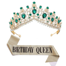 歐美BIRTHDAY QUEEN 女王生日皇冠炫彩披肩綬帶 肩帶派對用品套裝
