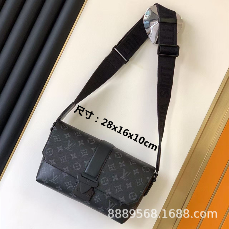 直接供給クロスボーダー m lv メンズバッグレディースバッグブラックウォリアーメッセンジャーバッグ枕バッグチェーンバッグボックスバッグポータブルブリーフケース|undefined