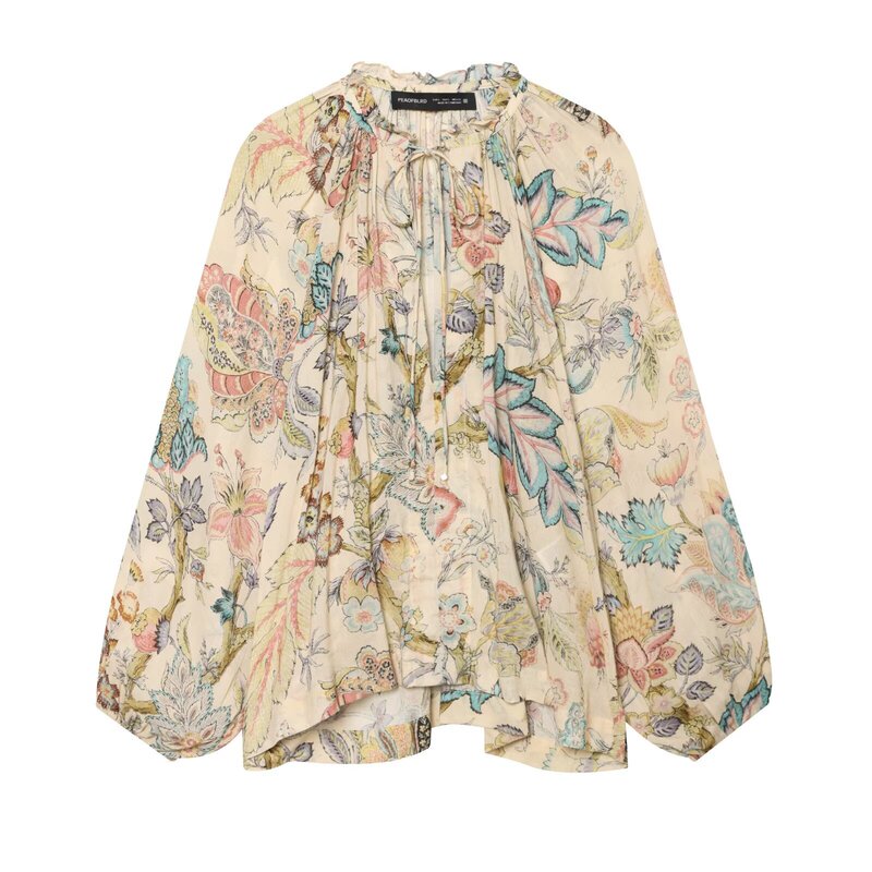 Cross-Border Foreign Trade Women's Clothing 2026 New European and American Style Fashion Retro Printed Oversized Shirt Top 133803 Cross-Border Foreign Trade Women's Clothing 2026 New European and American Style Fashion Retro Printed Oversized Shirt Top 133803