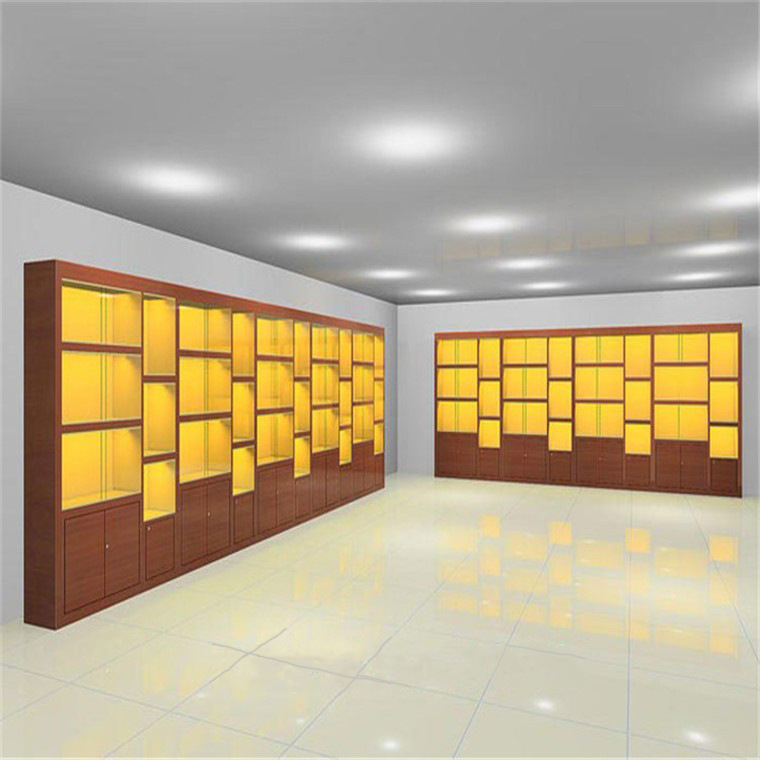 北京茶叶店木制货架展示柜礼品陈列柜红酒收纳商用实木储物