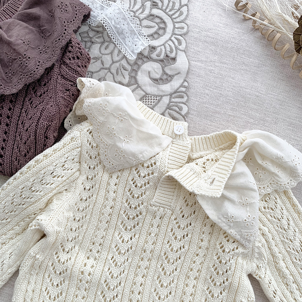 104g Weight Baby(0-2Years) Age Group Regular Fit Fit Type Solid Color Pattern Spring, Autumn Season Baby General Gender 100% Cotton Fabric Embroidery, Hollow Out Design Cute Style Cute Solid Color Embroidery Hollow Out 100% Cotton Baby Rompers 10