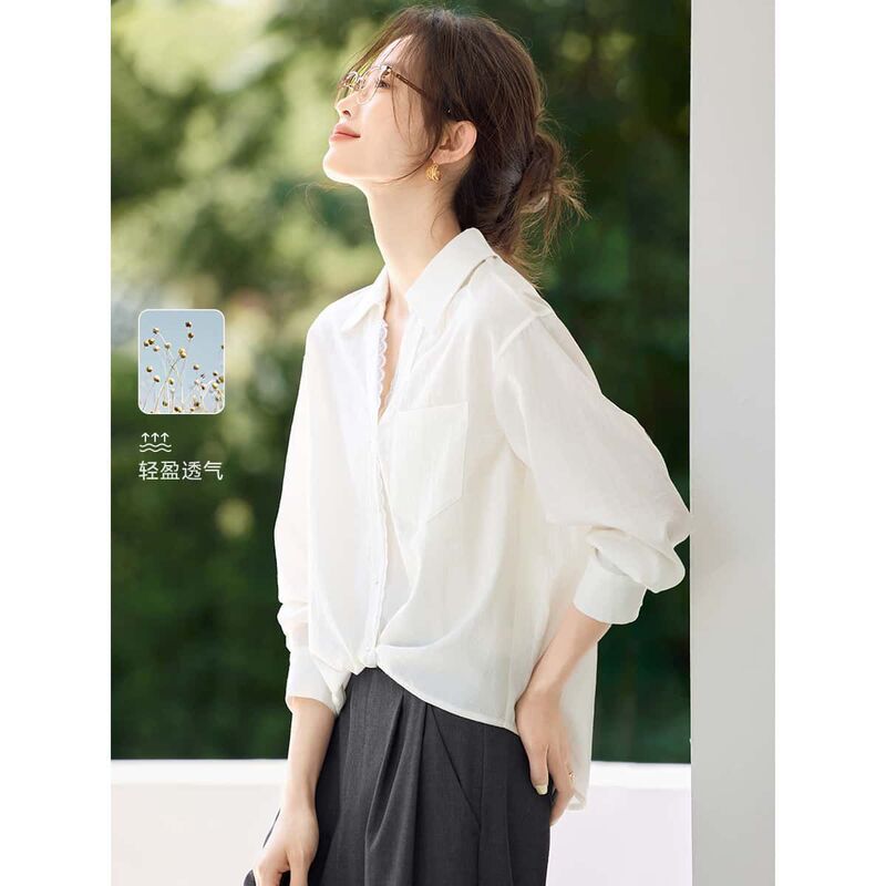 气质女士上衣小衫2025秋季新款蕾丝白衬衫|undefined