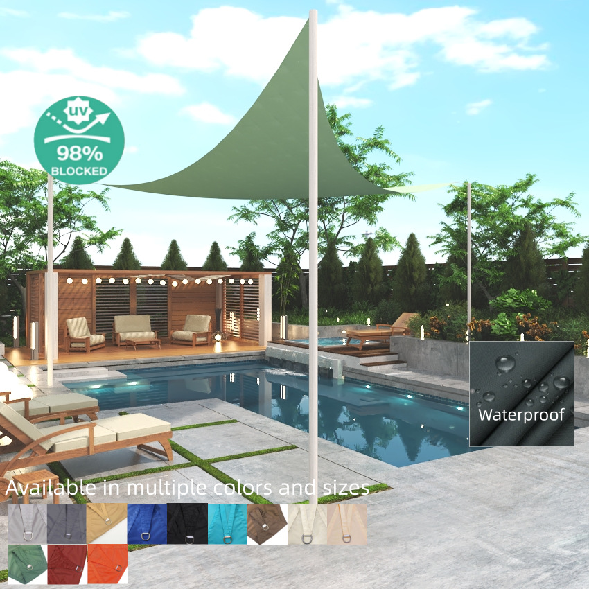 210D Triangular Sunshade Sail Canopy for Courtyard, Swimming Pool, Balcony, Sunshade Tent, Rain Shelter, Decorative Commercial Art Canopy