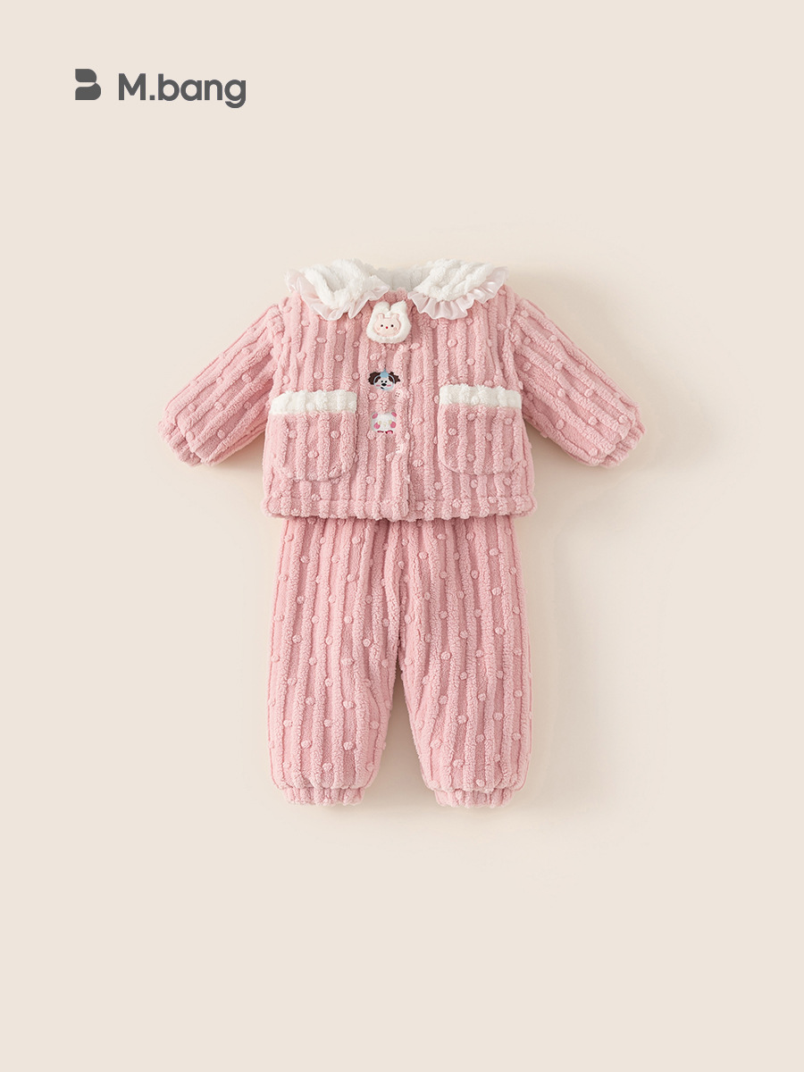 Yoobao ropa infantil 2025 nuevo pijama infantil niñas otoño invierno con un conjunto de dibujos animados de terciopelo de invierno para niñas ropa de hogar