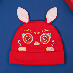 Rabbit hat baby hat red full moon 100 days old baby hat fetal hat spring and autumn Chinese style embroidery MZ1906