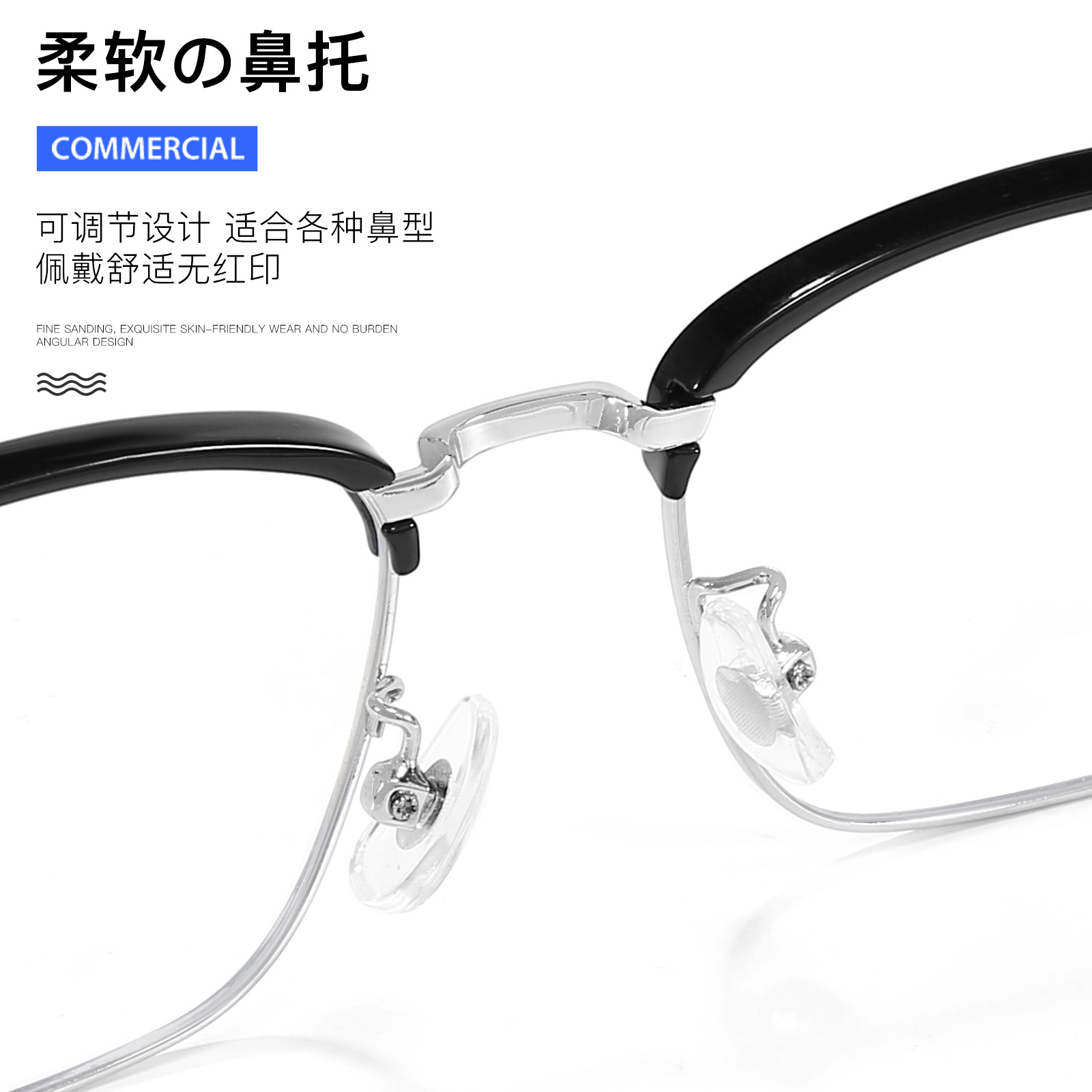 Doble punto transparente gris ceja marco de negocios casual miopía gafas marco sin clip de la cara Danyang gafas al por mayor