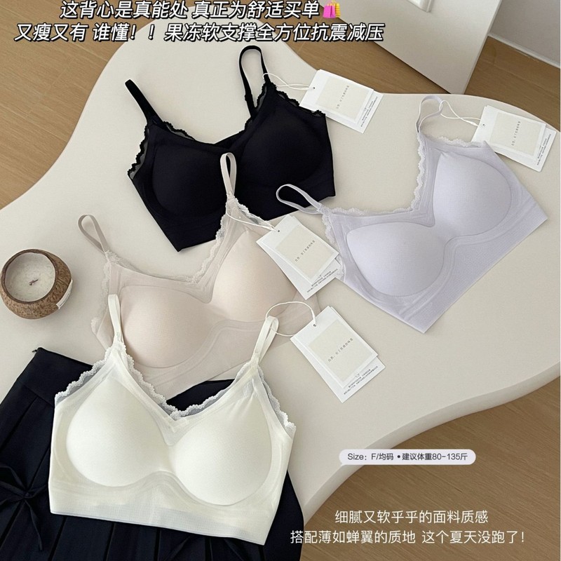 凉风蕾丝软提拉内衣女士无痕奶皮子聚拢无痕文胸罩舒适粉底液内衣|undefined