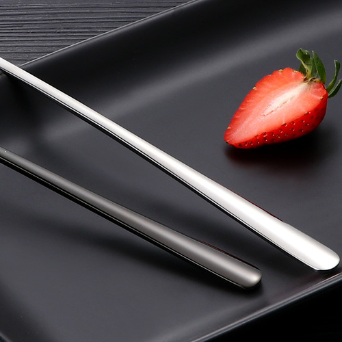 Korean Japanese style 304 cloth wheel stainless steel long handle mixing spoon coffee honey smoothie spoon ice cream dessert spoon