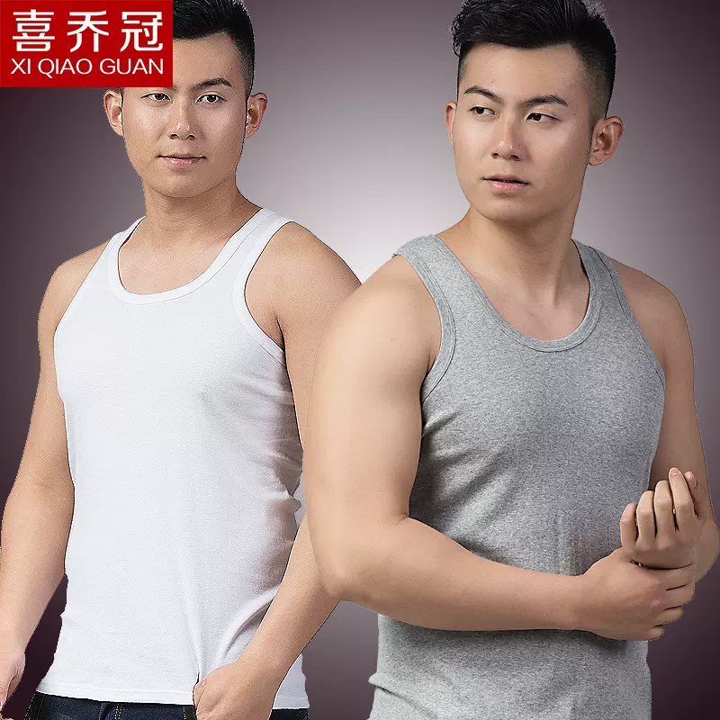 夏季男士背心純棉打底健身细螺纹运动圆领工字男款批发青少年透气