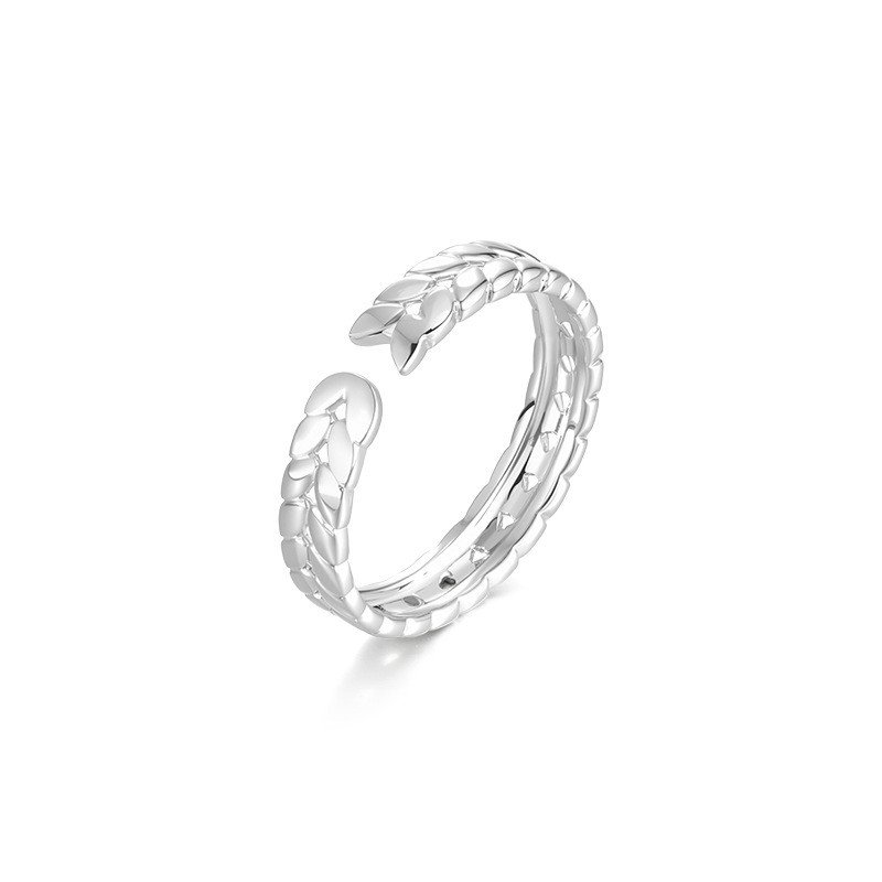 Xuping simple nicho de alta sensación de anillo de orejas de trigo coreano ins de aleación de bronce chapado en blanco joyería de pareja anillo