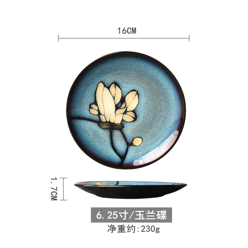 創意的な手描きの釉薬の下で色彩の陶磁器の皿の家庭用の野菜の皿の冷たい野菜の皿の果物のお菓子の皿の6寸は骨の皿のかすの皿を吐きます。|undefined