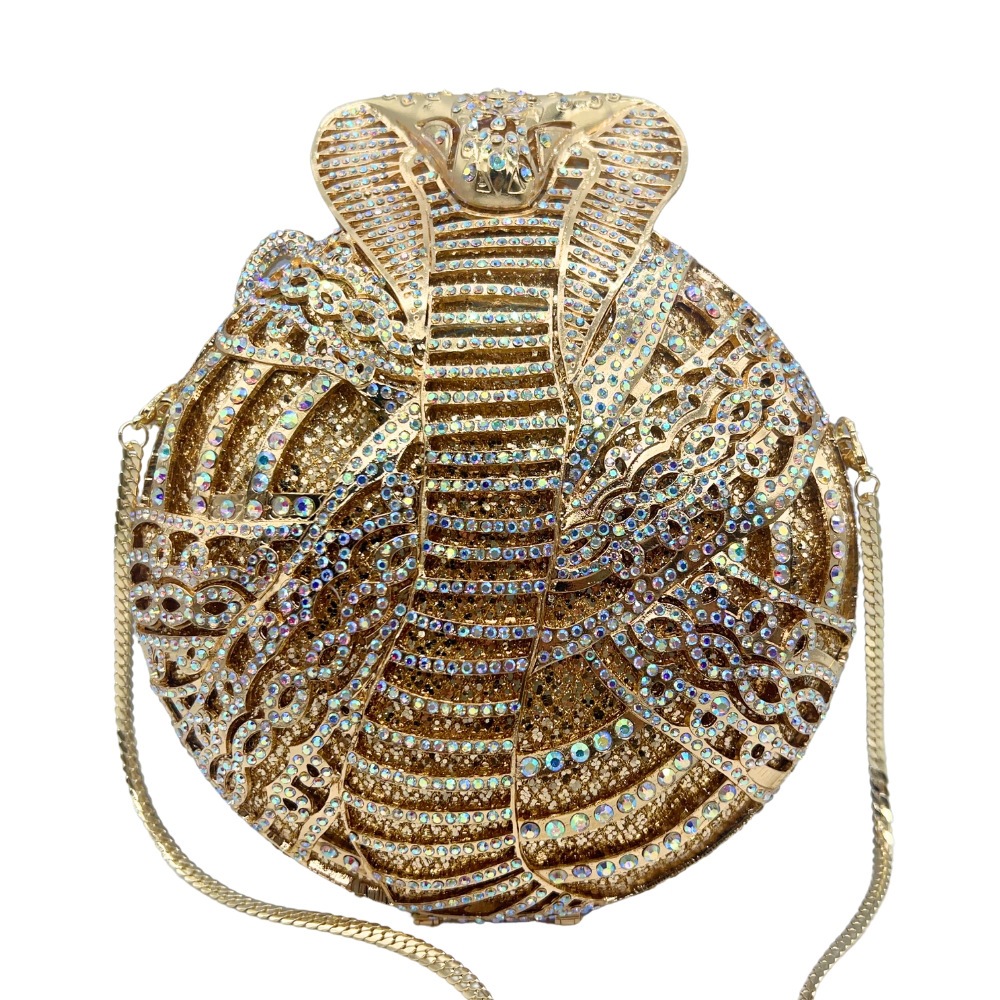Cobra Rhinestone bolsa hueco cobra egipcio diamantes bolsas de banquete diamantes bolsas de mano de mujer