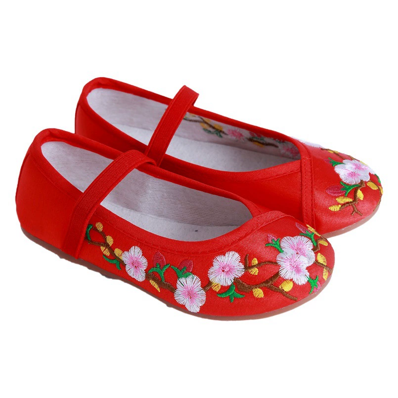 Детская танцевальная обувь Hanfu для девочек, вышитая обувь древнего стиля