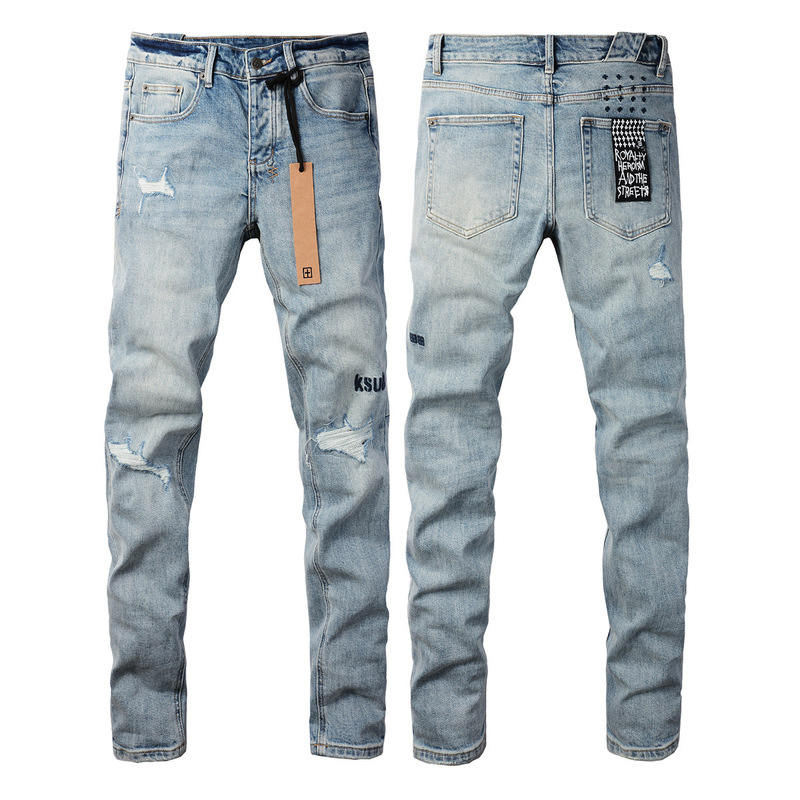 In-Stock High-Quality Export Menjean American-Style Ksubi Jeans for Men, Slim Fit, Skinny, Trendy, Ripped 3024
