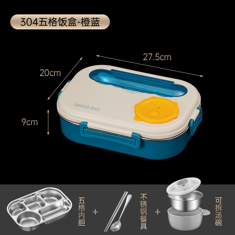 Caja de almuerzo de comedor para niños de acero inoxidable 304