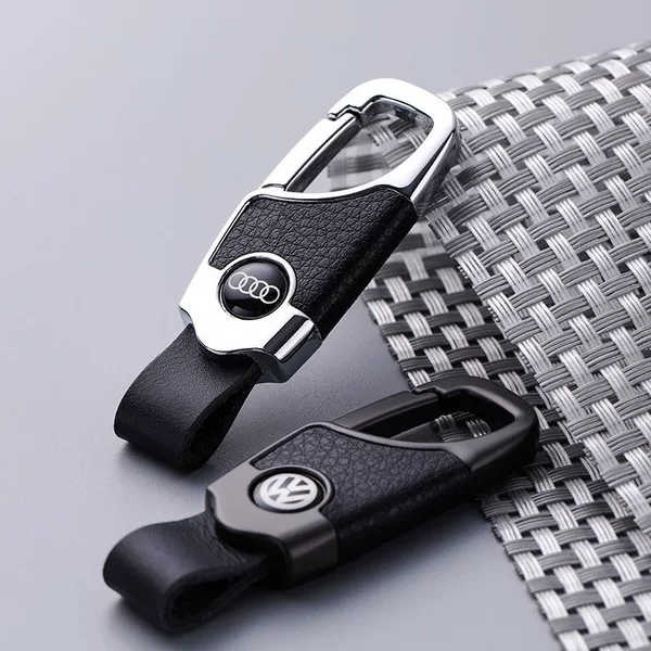 Keychain Men's Creative Applicable Volkswagen Audi Car Key Pendant Ring Women's Key Leather Chain High-grade Anti-lost