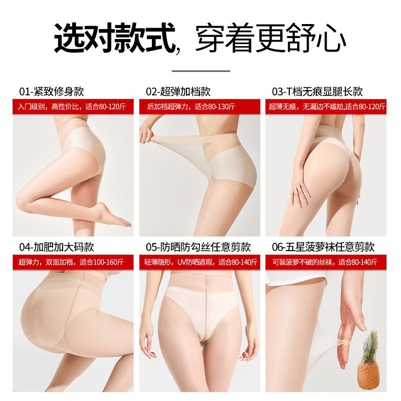 Medias de mujer verano ultra delgada calcetines de entrepierna no se caen, anti-hock, duradero, color de carne, belleza de la piel, medias al por mayor