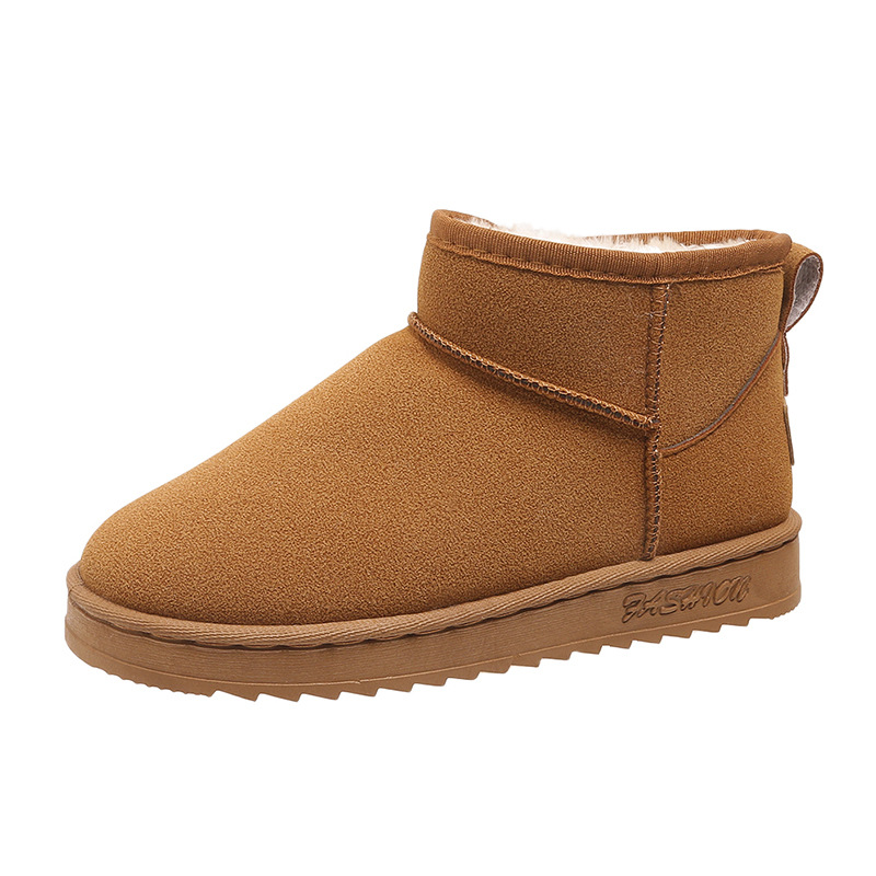 Bottes de neige à fond plat d'hiver pour femmes, baril court, couleur unie, chaleur extérieure, mode polyvalente_voghion.com