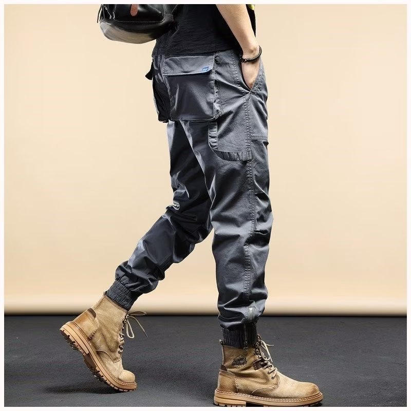 American Style Khaki Cargo Cool Spring Autumn New Trendy Men's Casual Loose Fit Jogger Pants_voghion.com