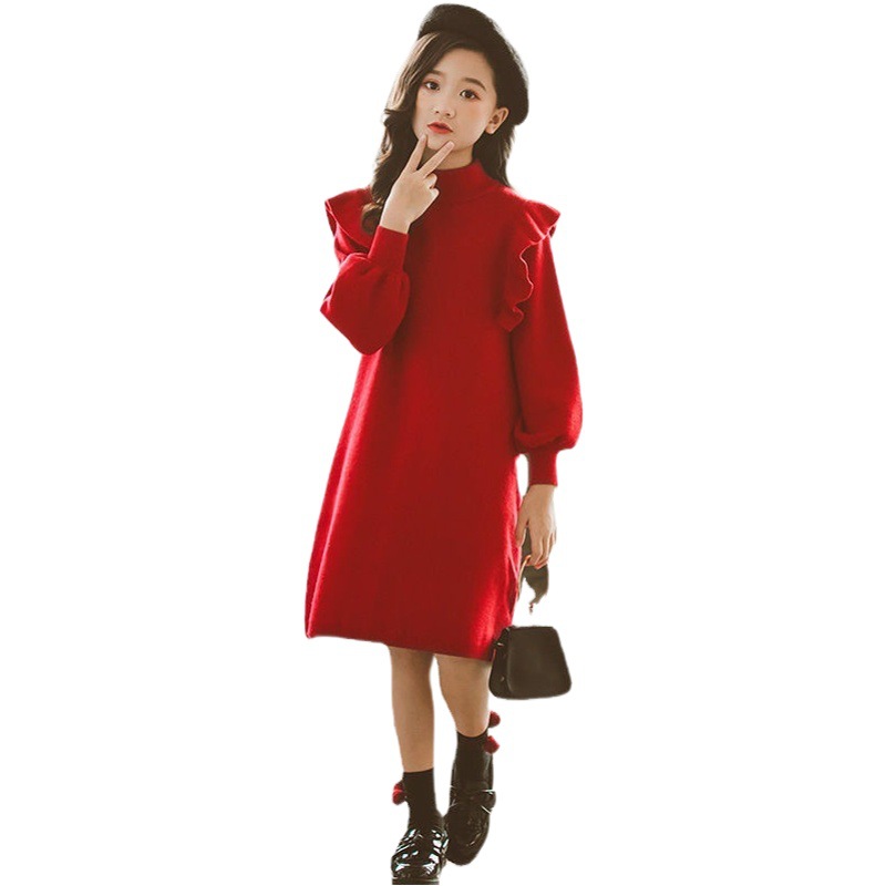 Padres-hijos ropa madre-hija de otoño coreana ropa de niñas de color sólido moda suéter de punto un cabello