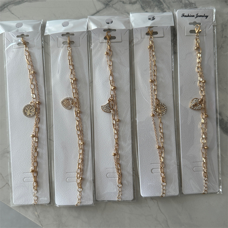 Men's Double Chain Bracelet With Diamond Pendant In Gold & Silver_voghion.com