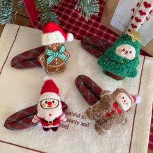 趣味圣诞！立体玩偶麋鹿姜饼人海绵bb夹发卡大号格纹掰掰夹碎发夹