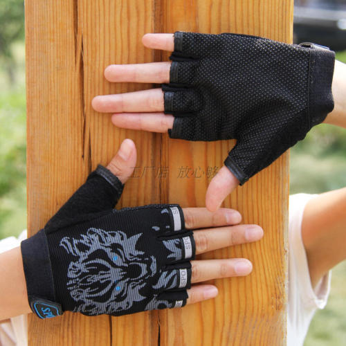 Manufacturer wholesale children's half finger gloves for men's outdoor sports thin breathable cycling half gloves for women's roller skating performance