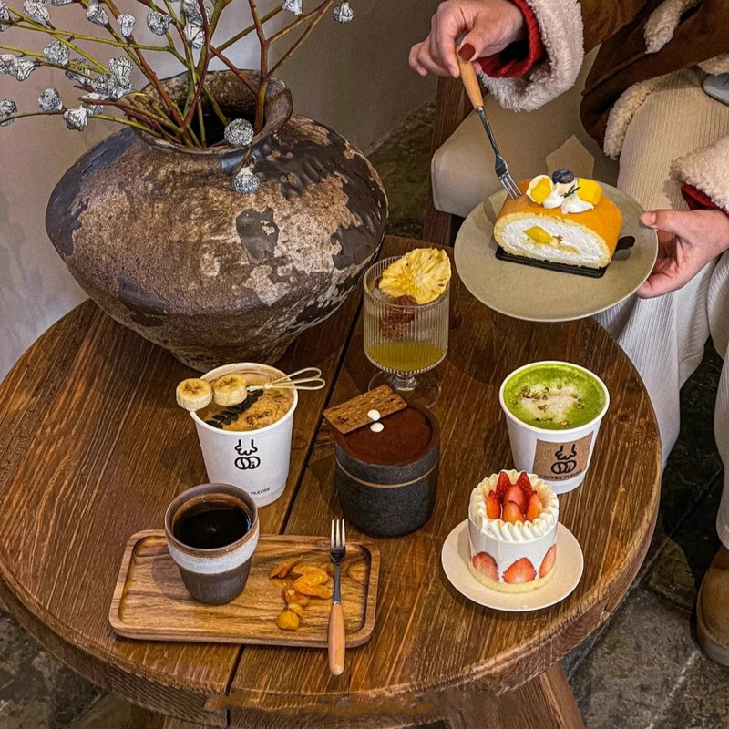 学生木柄ステンレスナイフフォーク食器セットステーキデザートインスタ风长柄箸フォークスプーンセット|undefined