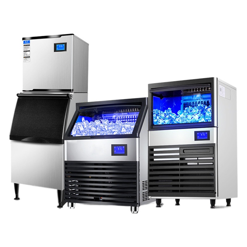 Máquina de Hielo para Uso Comercial en Tiendas de Té con Leche, Bares, KTV, Fabricante de Máquinas de Hielo en Cubos y en Forma de Media Luna, Venta al por Mayor, Máquina de Hielo de 110/220V