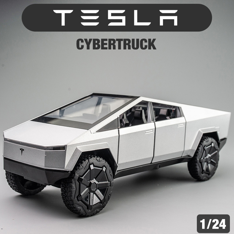New Howdy alloy car model decoration simulation sound and light pullback car children's toy car 24 Tesla pickup truck