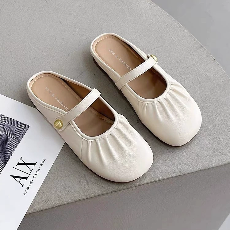 Французские булочки с половиной тапочек плоские сандалии женские летом носить нежный ветер с юбкой Мэри Джейн удобные римские туфли